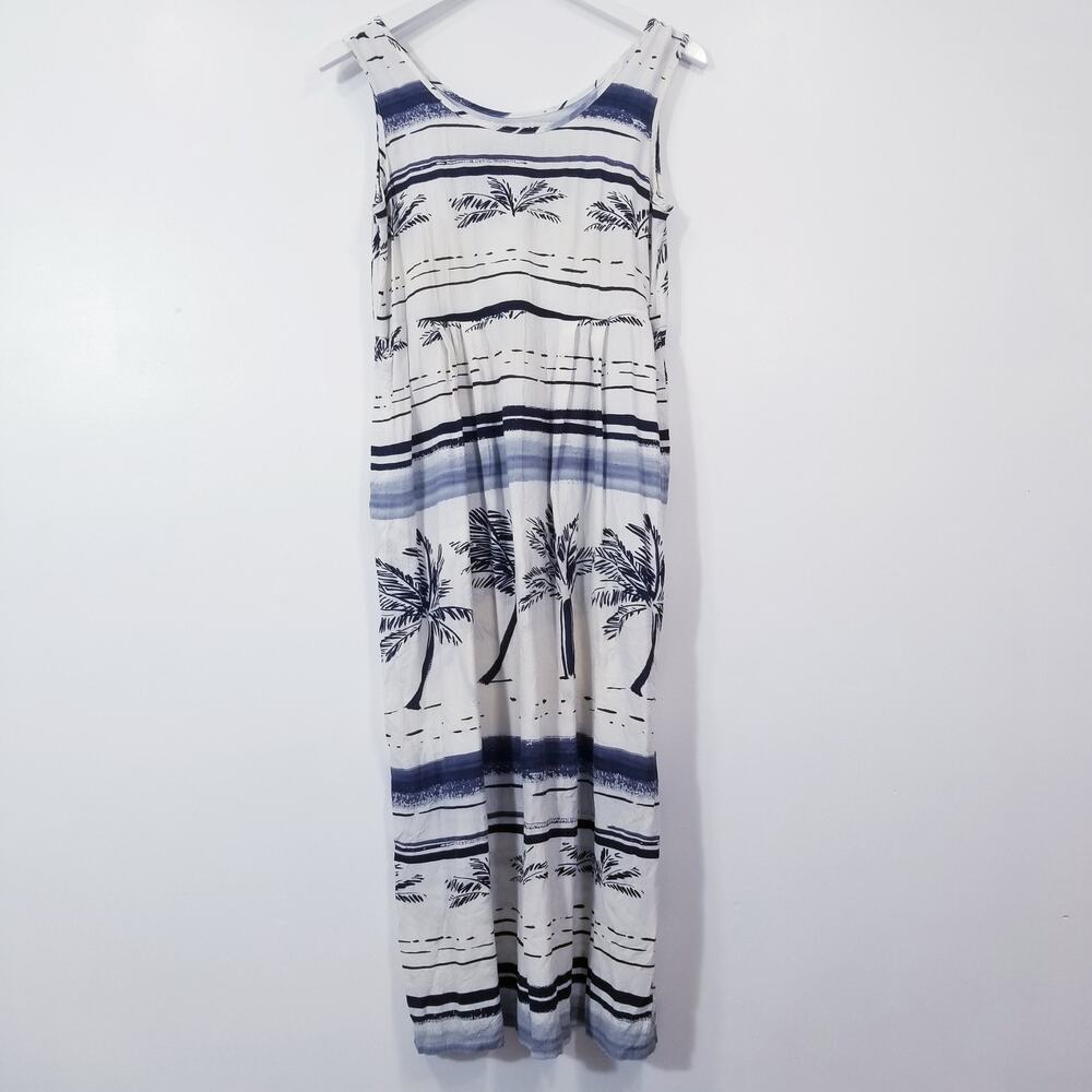 Jams World Palm Tree Print Tropical Midi Dress with Pockets